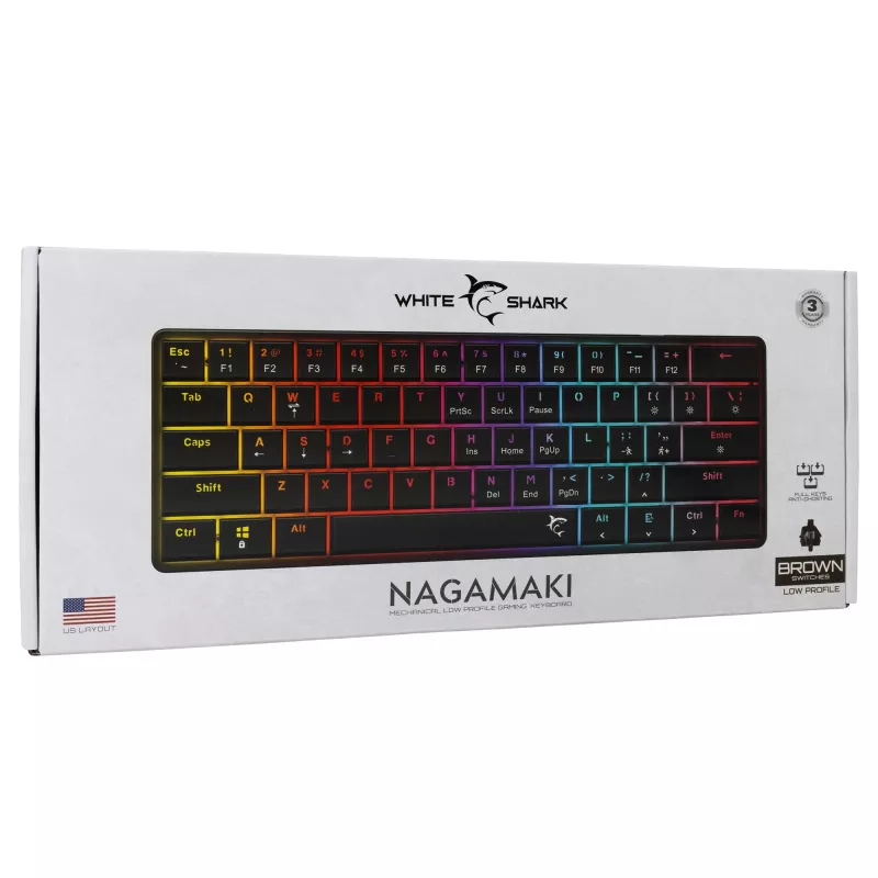 Mechaninė klaviatūra White Shark Nagamaki GK-006131 Juoda US išdėstymas Rudieji jungikliai
