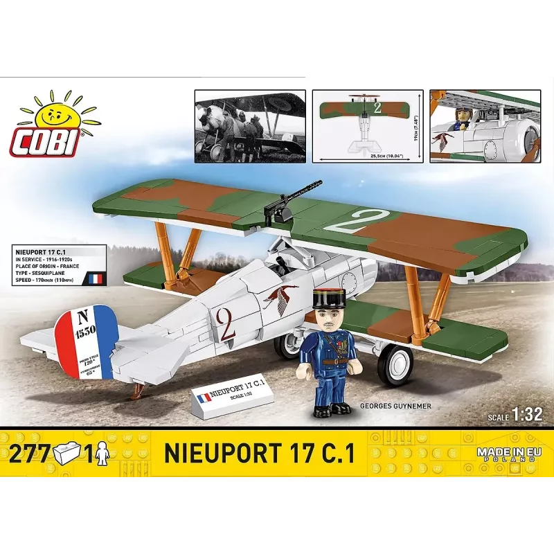 Konstruktorius Cobi Blocks Nieuport 17 C.1 277 dalių – Lėktuvo modelio rinkinys, kolekcinis blokelių rinkinys