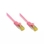 RJ45 jungiamasis laidas su Cat.7 žaliava ir užrakto apsauga (RNS®), S/FTP, PiMF, halogenų neturintis, 600MHz, OFC, rausvai violetinis, 1m, Good Connections® (8070R-010M)