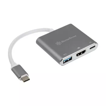 SilverStone SST-EP08C – USB 3.1 Type-C adapteris į HDMI / USB Type-C / USB Type A – sidabrinis