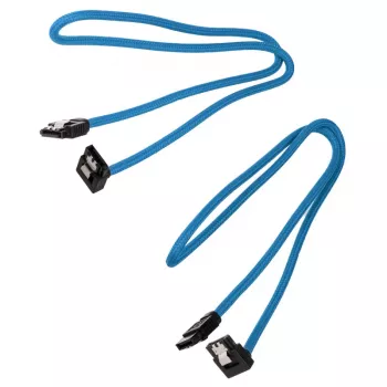Corsair Premium Sleeved SATA kabelis, lenktas, mėlynas, 60 cm – 2 vnt. pakuotė