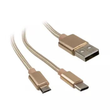 Akasa AK-CBUB42-12GL USB laidas 1,2 m USB 2.0 USB A USB C / Micro-USB B Auksinis (AK-CBUB42-12GL)