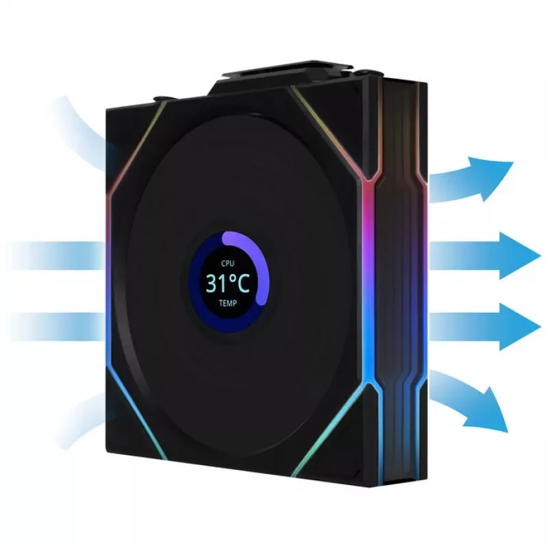 Lian Li UNI FAN TL Wireless LCD 12TLLCD1W1B ventiliatorius, ARGB, PWM, 120 mm, juodas