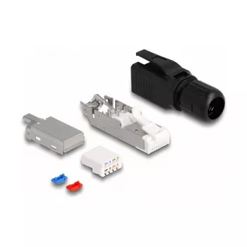 DeLOCK RJ45 kištukas lauko montavimui Cat.6A juodas tiesus
