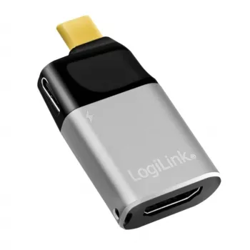 LogiLink USB 3.2 Gen2 Type-C adapteris C/M į HDMI-A USB-C 4K PD aliuminis pilkas juodas