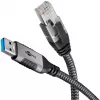 Ethernet kabelis USB-A 3.2 Gen1 kištukas > RJ-45 kištukas, LAN adapteris juodas/sidabrinis, 2 metrai, pintas tekstilinis apvalkalas