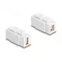 Keystone modulis DELOCK USB 2.0 Type-A motina į Type-B motina, plokščias, baltas, 16,8×40×22,1 mm