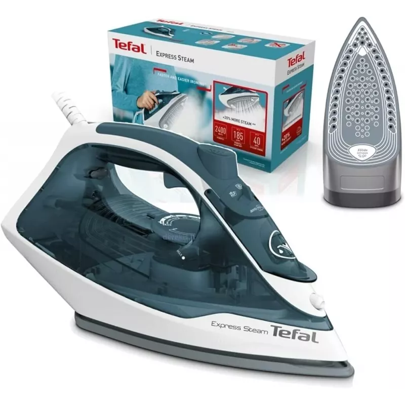 Tefal FV2839 lygintuvas sausam ir garų lyginimui, Cerilium padas, 2400 W, mėlyna, balta