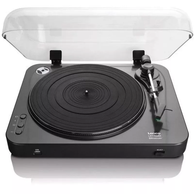 Pusiau automatinė vinilinių plokštelių grotuvas su diržine pavara Lenco LBT-120BK Juoda