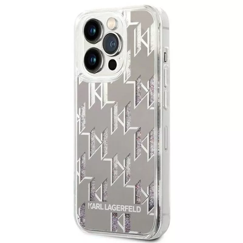 Karl Lagerfeld KLHCP14XLMNMS iPhone 14 Pro Max 6,7″ kietas dėklas sidabrinis / sidabrinis Liquid Glitter Monogram