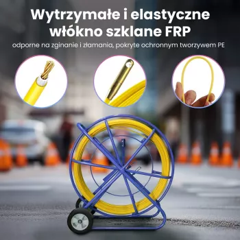 Kabelių traukimo pilotas Extralink EX.30905 8 mm stiklo pluošto FRP strypas, 250 m, geltonas