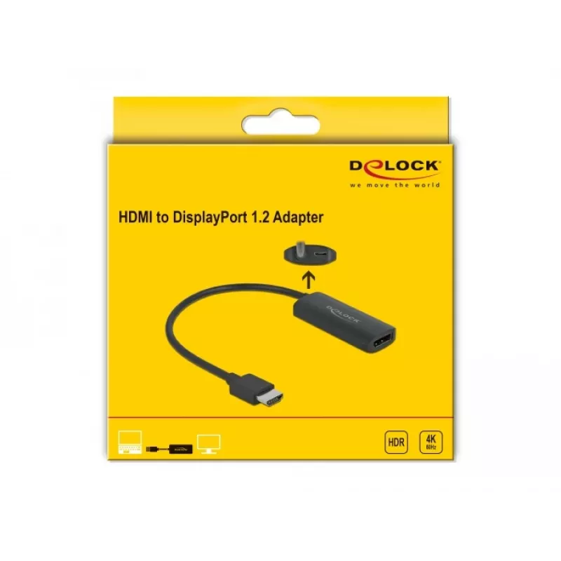 Adapteris HDMI-A (vyriškas) į DisplayPort (moteriškas) 4K 60 Hz DeLOCK 63206
