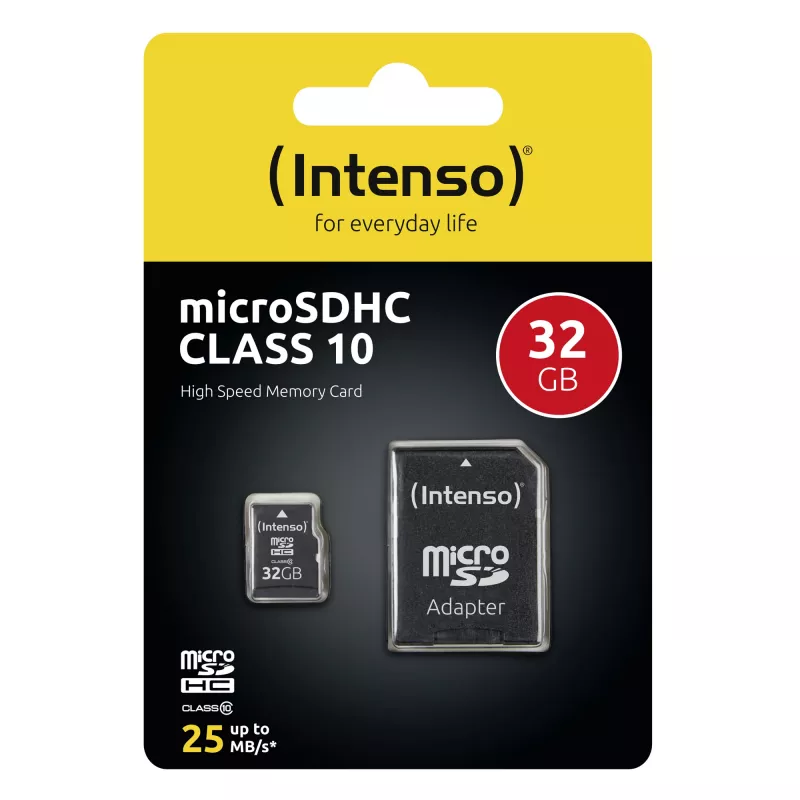 INTENSO atminties kortelė MICRO SDHC 32GB C10 su adapteriu 3413480