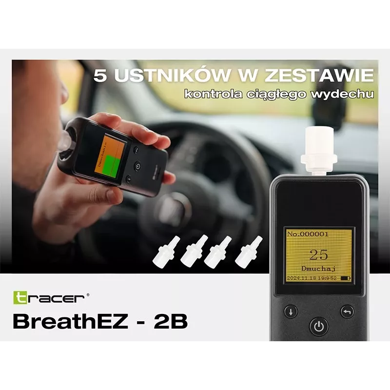 Tracer BreathEZ-2B puslaidininkinis alkotesteris, juodas