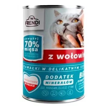 FRENDI šlapias kačių ėdalas su jautienos gabaliukais gležname padaže – 400 g