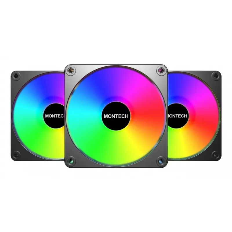 Montech GF120 V2 ARGB kompiuterio korpuso ventiliatorius 12 cm juodas 3 vnt.