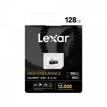 LEXAR microSD High Endurance atminties kortelė 128GB C10 A1 U1 V30 100/45MB/s
