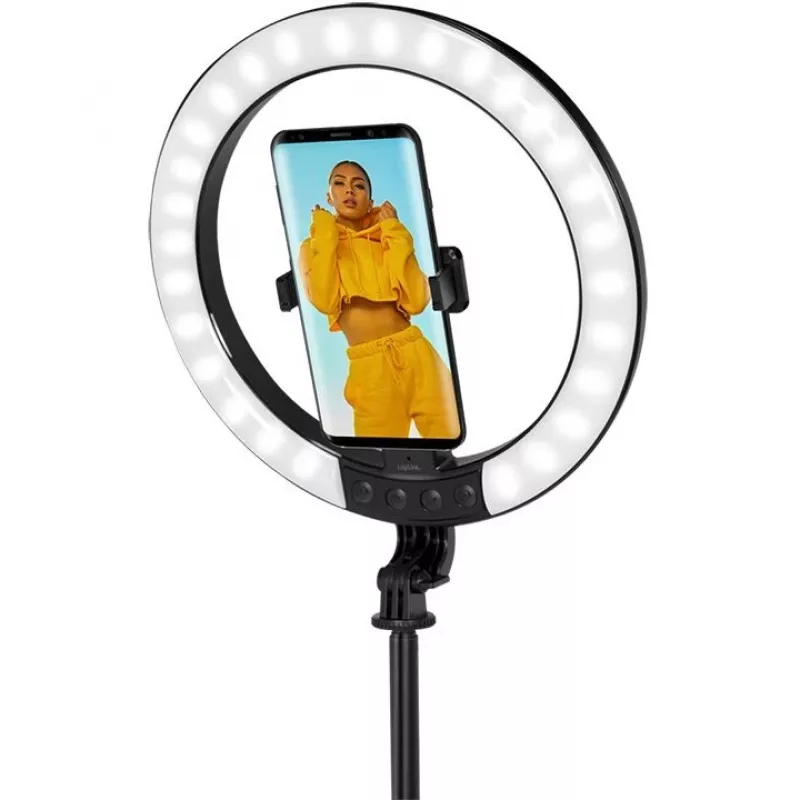 LogiLink išmaniojo telefono žiedinė šviesa su selfie lazda ir trikoju, 20 cm (AA0156)