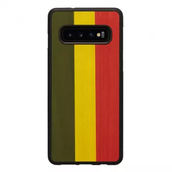 Dėklas iš medžio ir polikarbonato Samsung Galaxy S10 – reggae juoda apsauginė danga