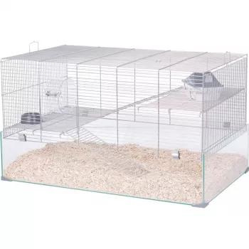 Narvas ZOLUX Neolife 80 (205664GRI) pelėms ir žiurkėms – 780×450×480 mm, plastikinis, strypų tarpas 9 mm, su dubenėliu, pilkas