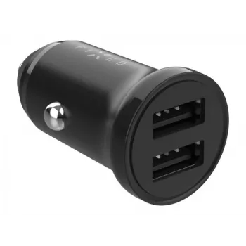 FIXED Dvigubas USB automobilinis kroviklis 15W, juodas