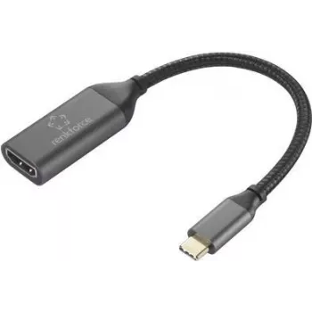 HDMI adapterio laidas USB-C kištukas 15 cm juodas RF-5234038 pintas ekranavimas