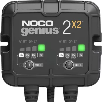 Baterijų kroviklis NOCO GENIUS2X2 4A 2 kanalų, bendra 4A srovė, du nepriklausomi išėjimai