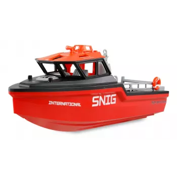 Amewi Rescue Boat 26117 – gelbėjimo valtis su bešepetėliu vandens srovės varikliu, 320 mm, juoda/raudona