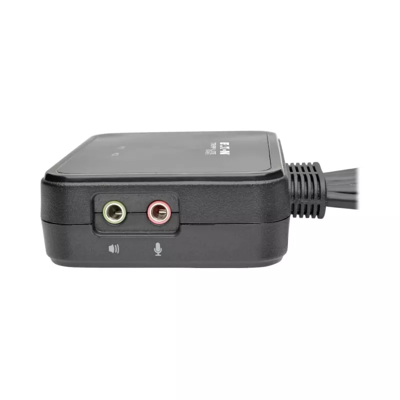 Eaton Tripp Lite serijos 2 prievadų USB/HD kabelių KVM jungiklis su garsu ir vaizdu, kabeliais bei USB įrenginių dalijimusi