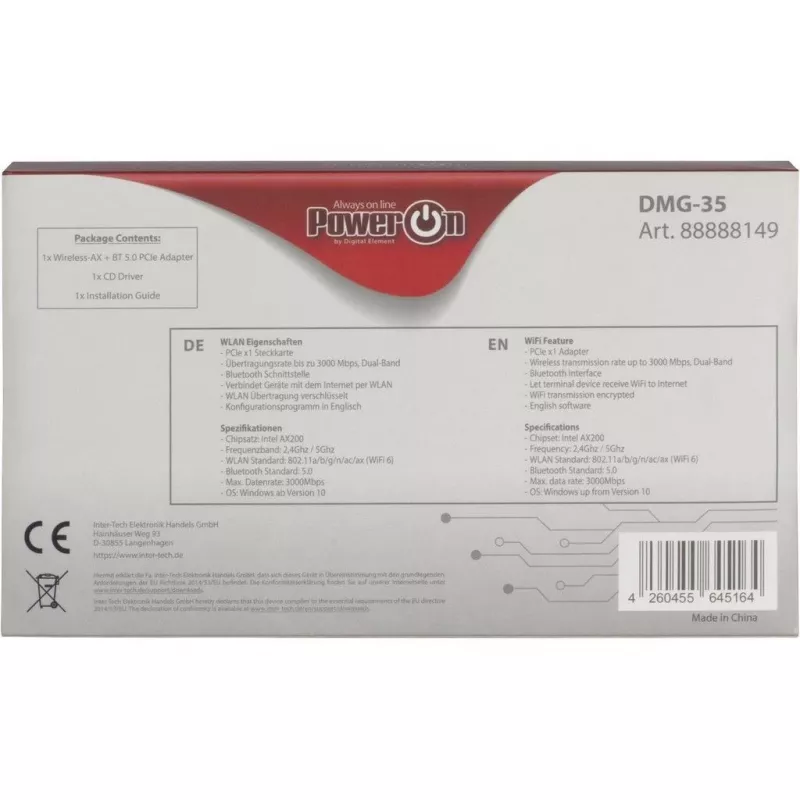 Inter-Tech DMG-35 WLAN / Bluetooth 3000 Mbit/s integruota (88888149)