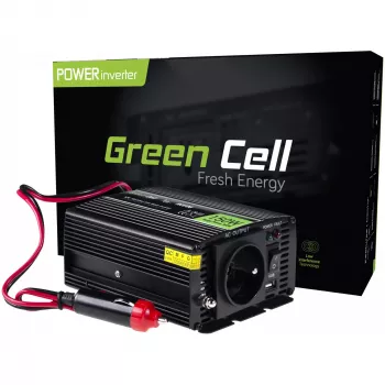 Inverter Green Cell INV06 12V į 230V 150W 50Hz C tipo kištukas, 85% efektyvumas, juoda