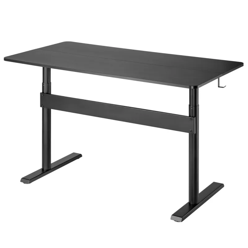 Ergo Office stalas su reguliuojamu aukščiu, dujine spyruokle, sėdimam ir stovimam darbui, maksimalus aukštis 115 cm, juodas