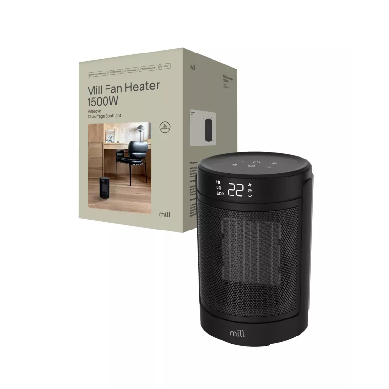 Keraminis ventiliatorinis šildytuvas Mill FH1500BLACK 1500 W, iki 22 m², juodas
