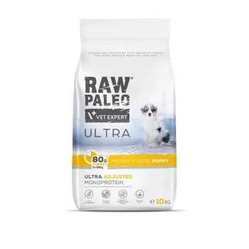 VET EXPERT RAW PALEO Ultra Medium&Large Puppy Turkey – sausas ėdalas šuniukams – 10 kg