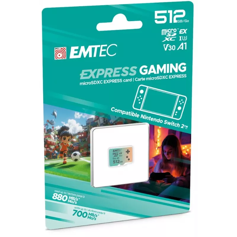 „Emtec“ 512GB UHS-I U3 V30 A1 EXPRESS „Switch 2“ atminties kortelė „microSD“