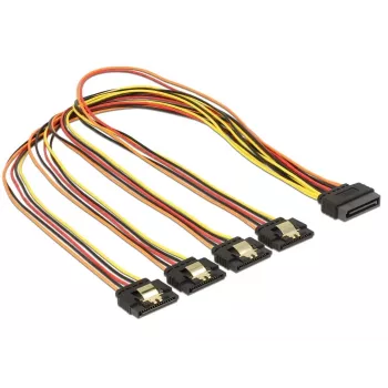 SATA maitinimo laidas DeLOCK 60158 0,5 m SATA 15 kontaktų → 4 × SATA 15 kontaktų įvairiaspalvis