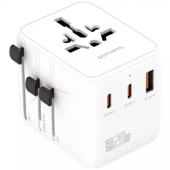 Kelioninis adapteris 20W GaN Nomad 2xUSB-C + 1xA