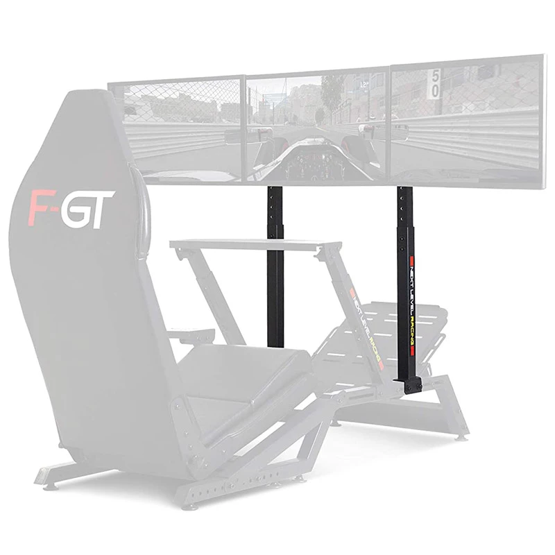 Lenktynių simuliatoriaus kabina Next Level Racing F-GT NLR-A006 – reguliuojamas sėdynės ir vairo aukštis, palaiko 3 ekranus, maks. vartotojo svoris 60 kg, juoda