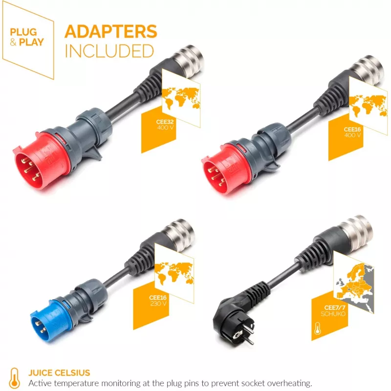 Juice Technology JUICE BOOSTER 3 air Country EU Traveller Set (antracitas/juoda, 1,4 - 11 kW, 3,1 m laidas)