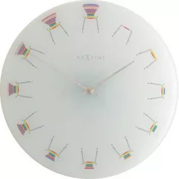 NeXtime klok 8809 Kėdė, Ø30 cm, sieninis, balta / daugiaspalvė