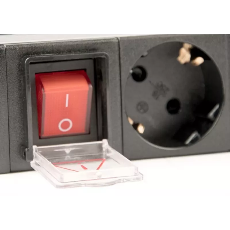 Gembird EG-PDU-014-C14 maitinimo skirstytuvas, 8 lizdai, C14 įvadas, 3 m laidas, 1U, 3680 W, 10 A, aliuminis, juoda