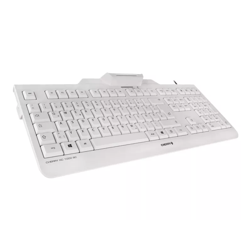 Klaviatūra CHERRY KC 1000 SC, laidi, su išmaniosios kortelės skaitytuvu, šviesiai pilka, USB, QWERTY JK