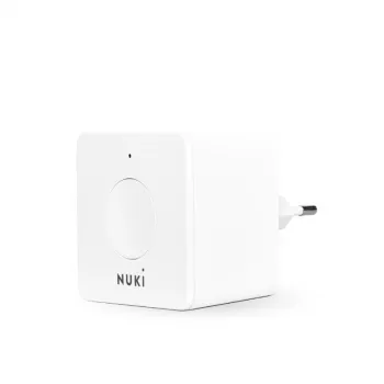 NUKI Bridge belaidis signalo stiprintuvas išmaniajam namui – Bluetooth/Wi‑Fi, 230 V, iki 10 m, 60×60×50 mm, baltas