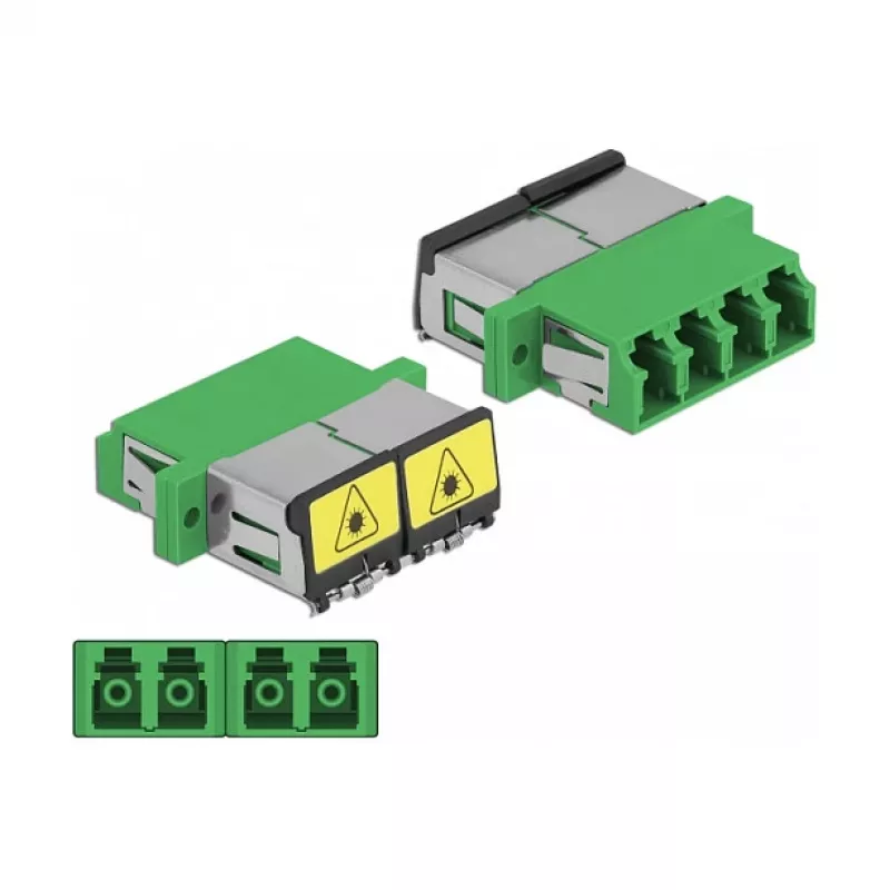 Optiminis skaidulų mova DeLOCK 86902 LC Quad moteriška į LC Quad moteriška vienmodė žalia