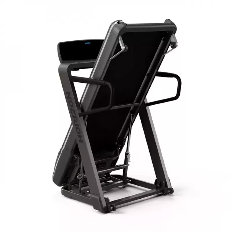 Sulankstomas elektrinis bėgimo takelis Horizon Fitness Omega Z-02 — 140×53 cm diržas, 20 km/h maks., 159 kg talpa, grafito spalva