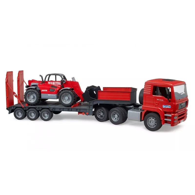 Transporto rinkinys BRUDER MAN TGA žemagrindis sunkvežimis su Manitou krautuvu