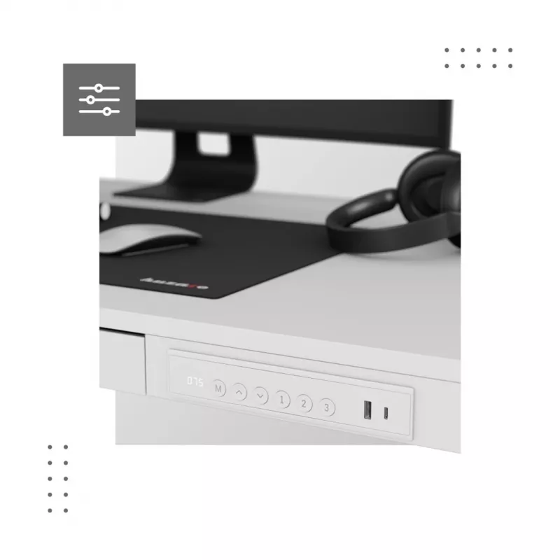 Elektra reguliuojamas stalas MA-Leader 8.2 White