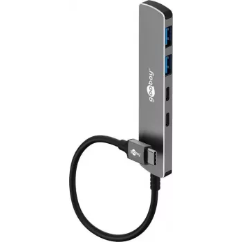 Goobay Slim 4 prievadų USB šakotuvas USB-C į USB-A 5 Gbit/s, kištukas USB 3.2 (79159)