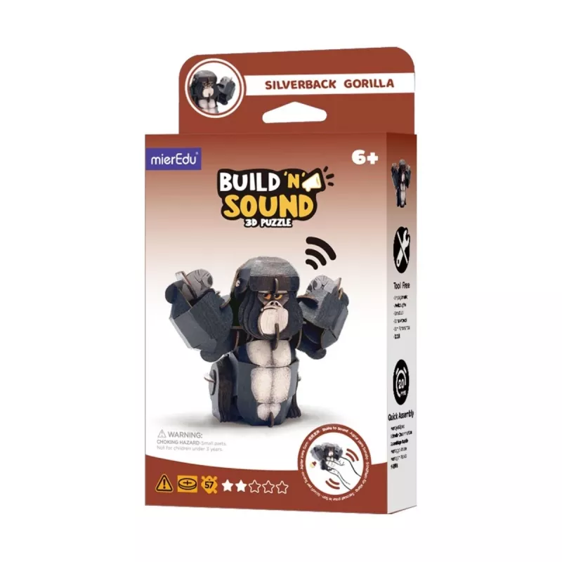 MierEdu Build and Listen 3D dėlionė – Sidabrinė gorila