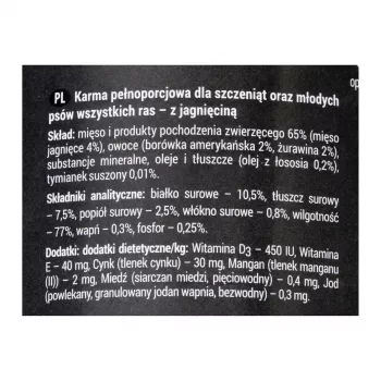 Šlapias šunų maistas Dolina Noteci Rafi Junior su ėriena, spanguolėmis ir mėlynėmis 400 g